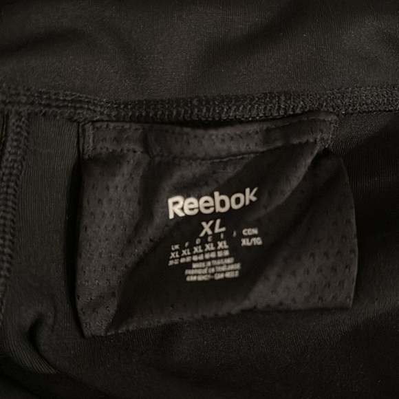 Reebok Sport XL Playdry Black RE Tight Workout Skinny Fit Mesh Panel Zipper Hem - Picture 11 of 13